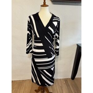 Jaclyn Smith  Wrap‎ dress Maxi length black/white L